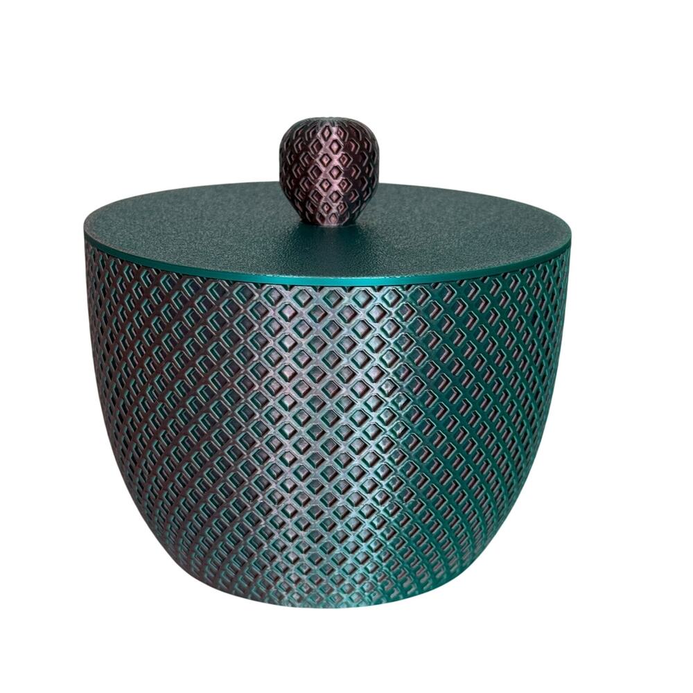 Diamond Textured Teal Purple Jar Canister Modern Decor Bathroom Vanity 5"